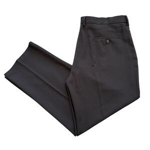 Haggar Essentials Classic Fit Pants Flat Front Gray Men's 38Wx29L 100% Polyester